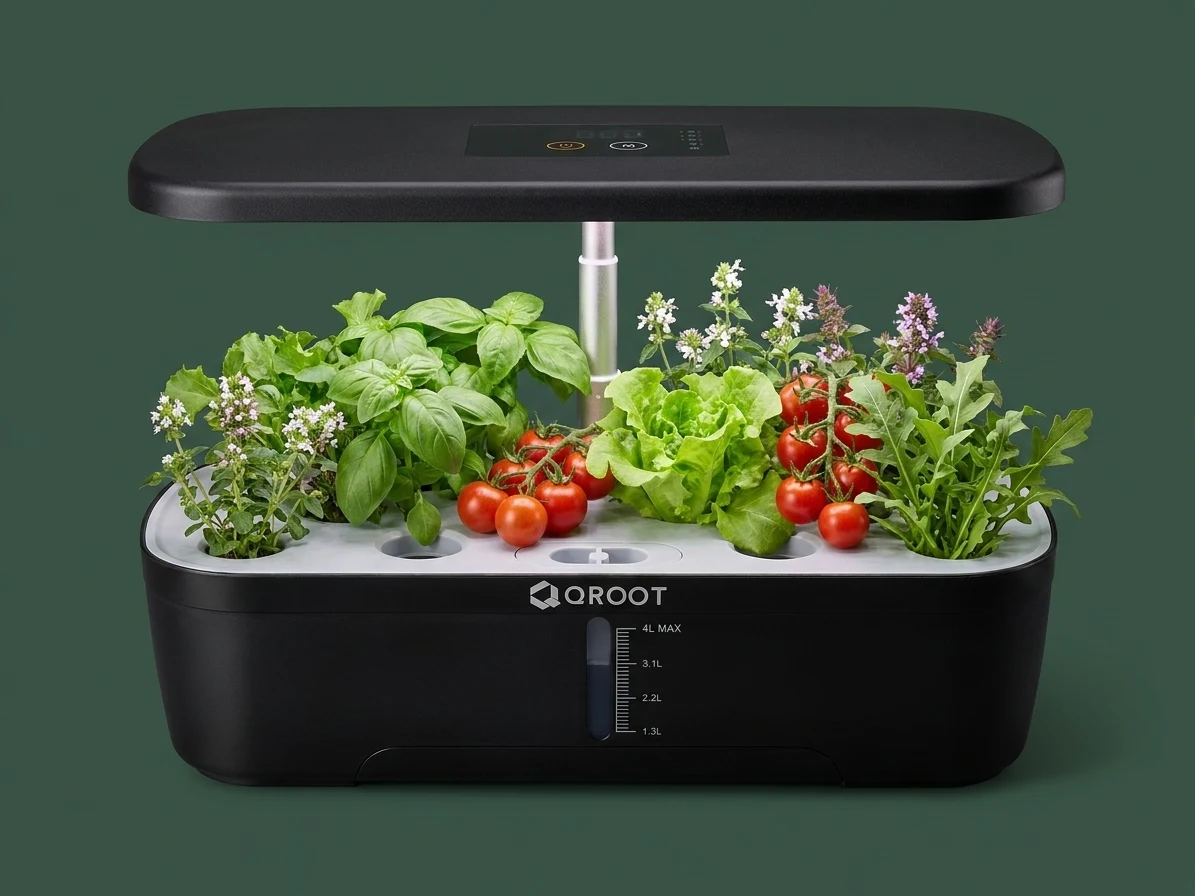 QROOT hydroponic garden system close-up