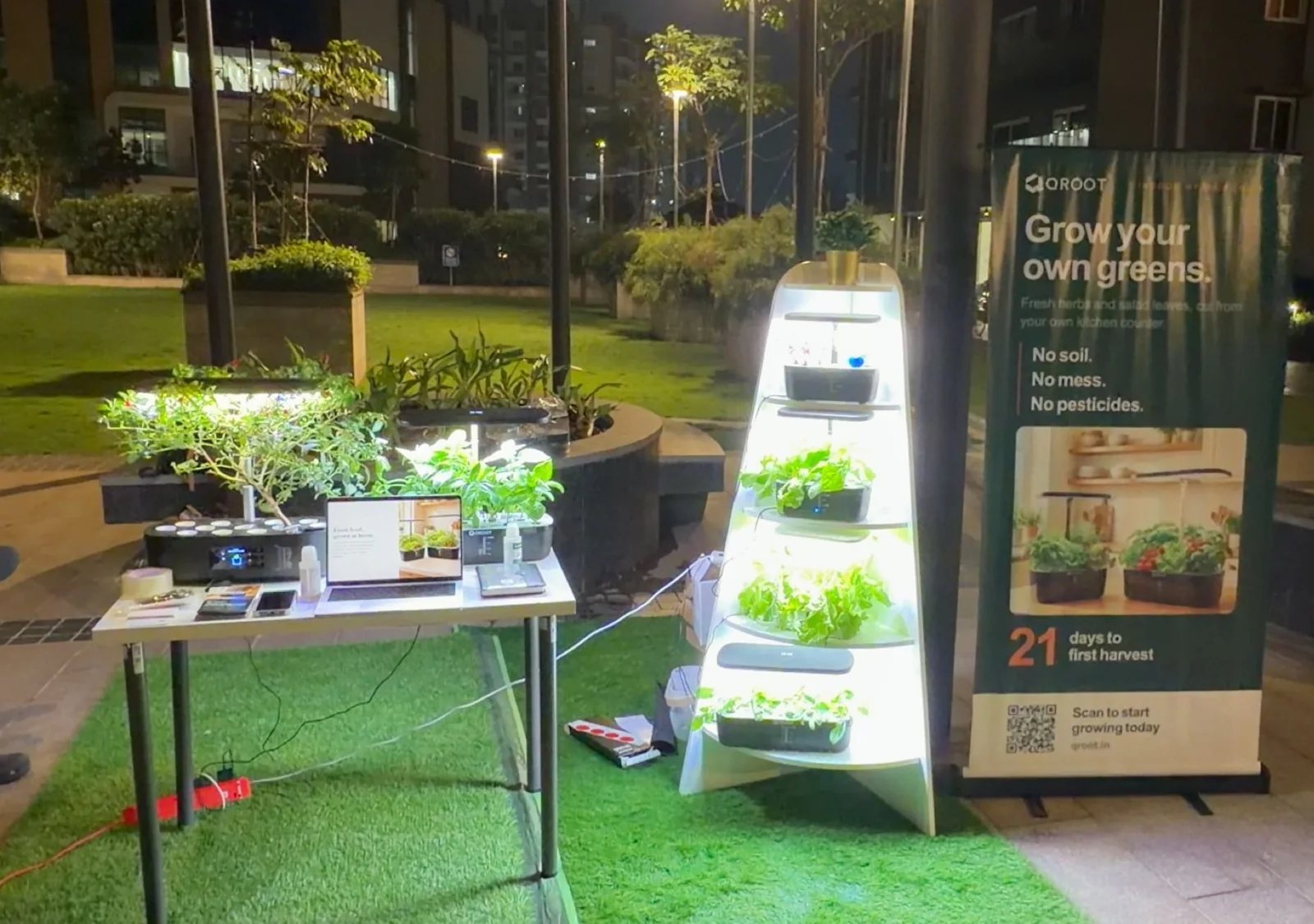 QROOT banner at Aparna Luxor Park