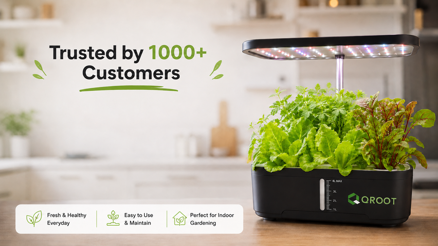 QROOT hydroponic garden in use